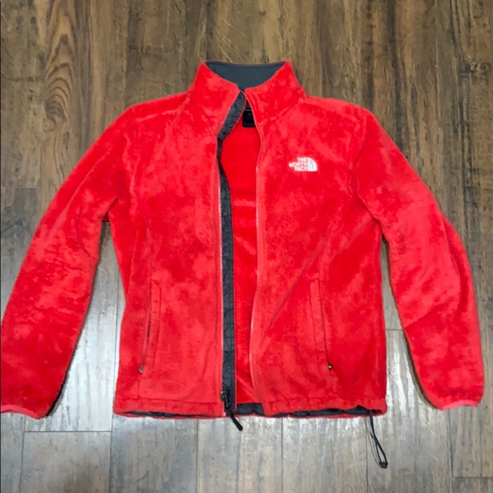 Women’s Fuzzy Osito Red Pink Northface Jacket